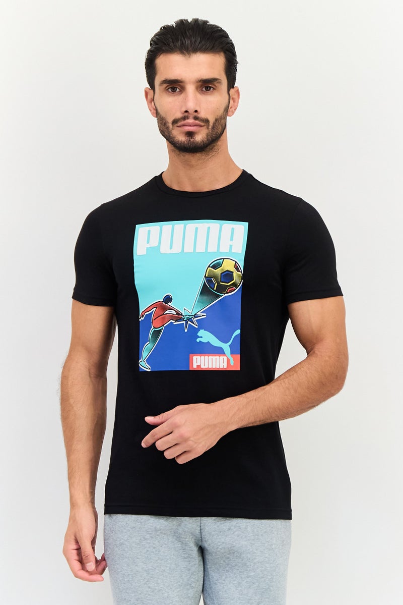 PUMA تي شيرت رجالي ضيق الأكمام قصير للخارج، أسود - Image 1