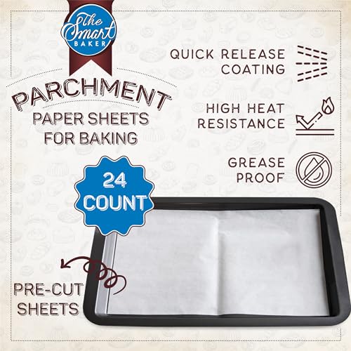The Smart Baker Parchment Paper Sheets for Baking: Oven Safe Parchment Paper, Parchment Sheets, Bakery Quality Baking Paper for Perfect Result, Greaseproof Nonstick 24 pieces Pre-Cut Baking Sheets 11 x 17”, Large - Image 2