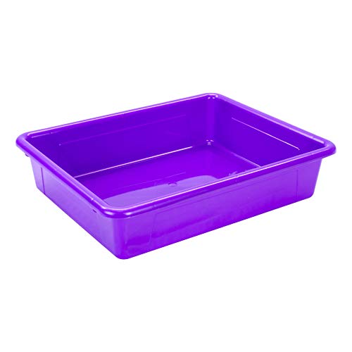 Storex Letter Size Flat Storage Tray – Organizer Bin for Classroom, Office and Home, Violet, 5-Pack (62521U05C) - Image 4