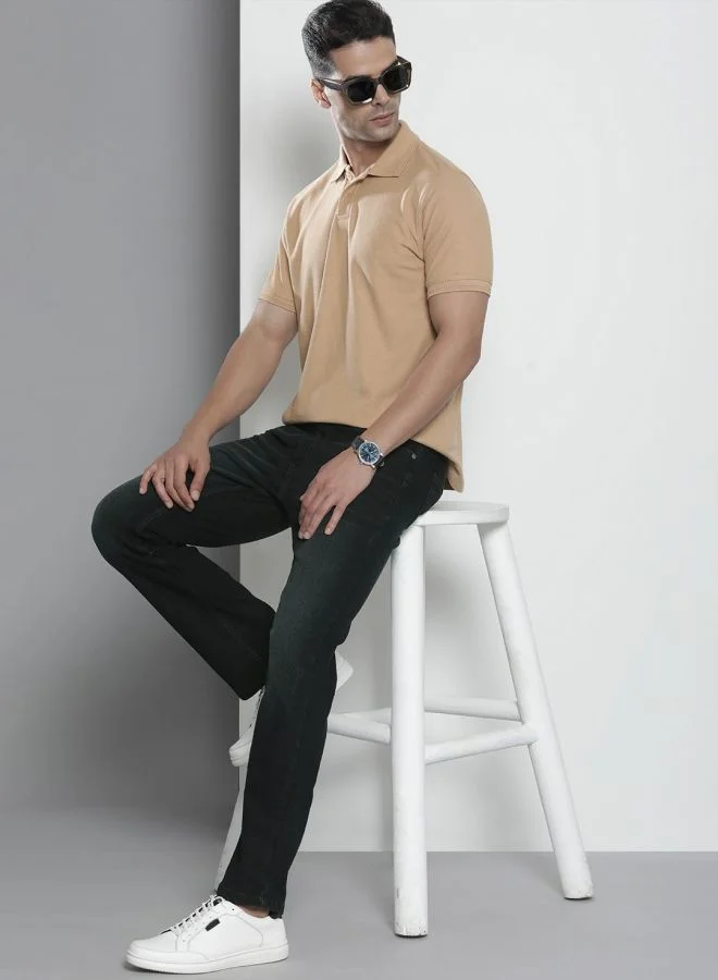 شركة المرآب الهندية Men Bootcut Solid Mid-Rise Stretchable Jeans