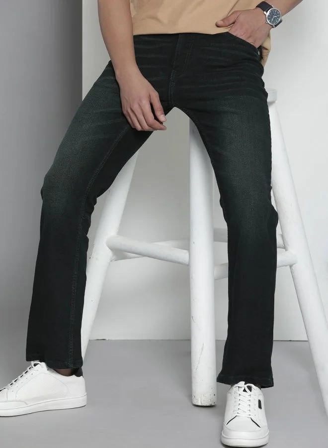 شركة المرآب الهندية Men Bootcut Solid Mid-Rise Stretchable Jeans