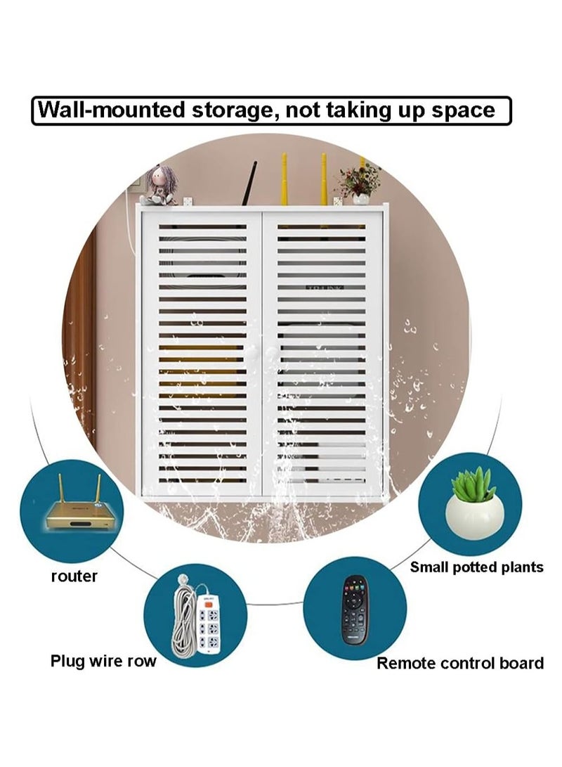 TPGP Wall-Mounted Router Bracket - Floating Shelf WiFi Storage Box, Power Strip Protector and Hider, Router Desktop Storage Box (White PVC, 50x42x10 cm)  - Image 3