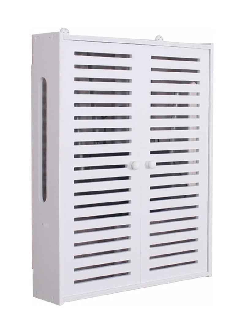 TPGP Wall-Mounted Router Bracket - Floating Shelf WiFi Storage Box, Power Strip Protector and Hider, Router Desktop Storage Box (White PVC, 50x42x10 cm)  - Image 1