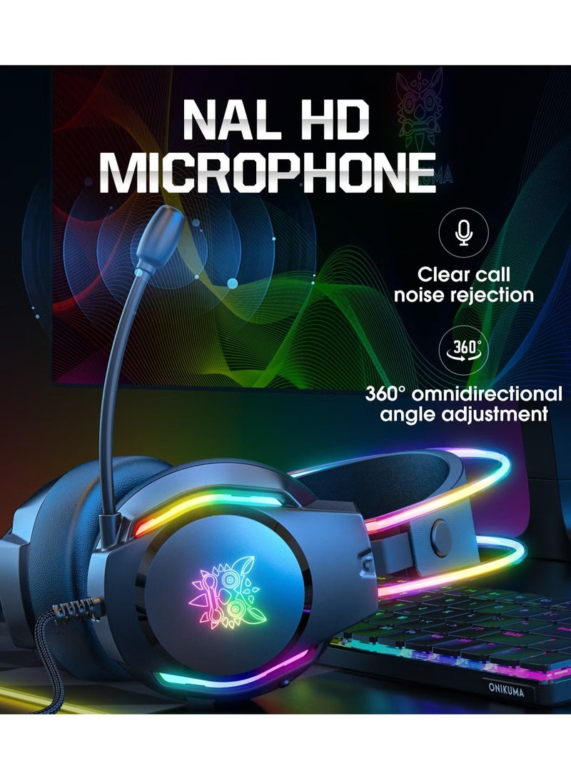 أونيكوما سماعات رأس سلكية للألعاب X26 فوق الأذن مع ميكروفون لأجهزة PS4/PS5/XOne/XSeries/NSwitch/PC - Image 4