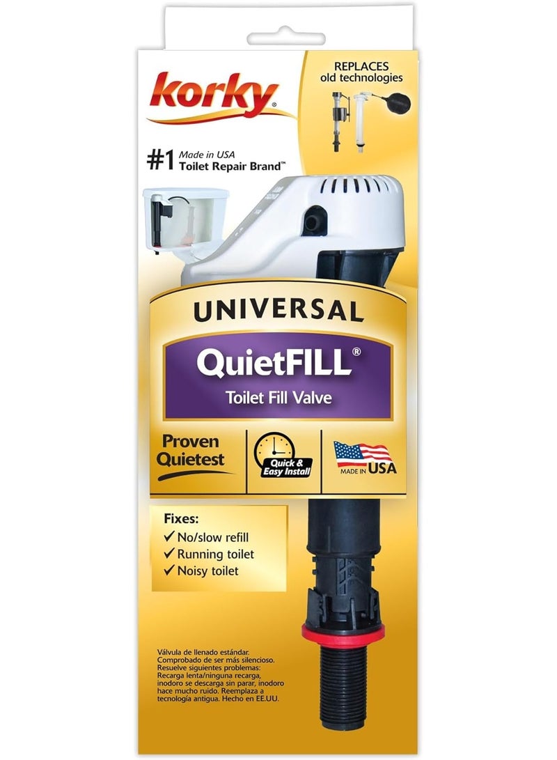 Korky Korky QuietFILL Toilet Fill Valve - Universal Fits 99% of Toilets - Easy Height Adjust for Fast Install, 528  - Image 4