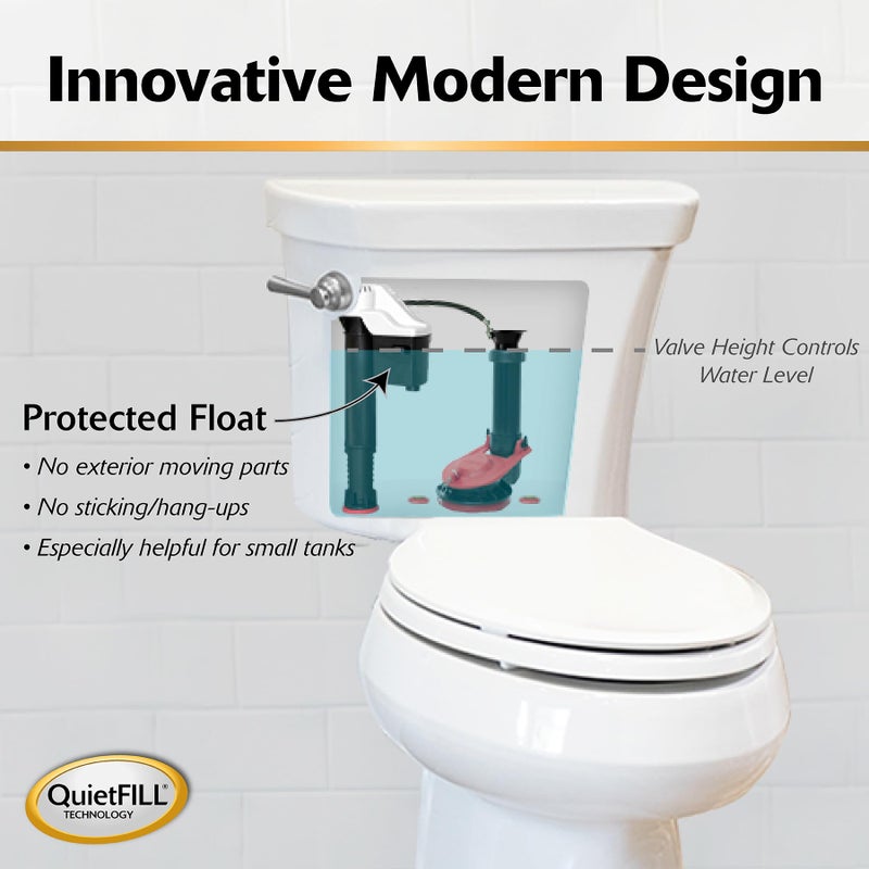 Korky QuietFILL Toilet Fill Valve - Universal Fits 99% of Toilets - Easy Height Adjust for Fast Install, 528 - Image 3