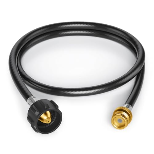 Jakivew 4FT Propane Adapter Hose for 20lb Tanks – 20lb to 1lb Converter with QCC1 Fitting, Fits Coleman Stove, Buddy Heater, Blackstone Griddle, Weber Q Grill & More - Image 1