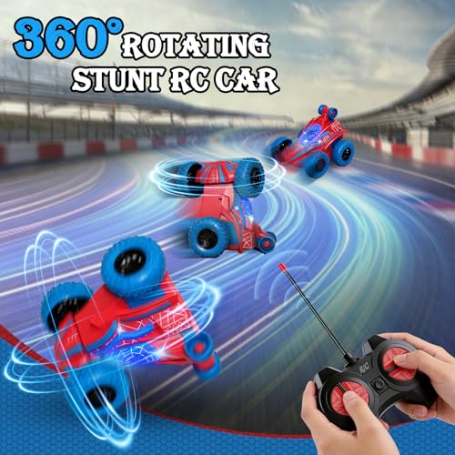 Rakay Spider Remote Control Car 360Rotation Rc Stunt Car with Cool Flashing Light Superhero Car Toys for Kid Indoor Outdoor 4wd Toy Car Birthday Gift for Boy Ages 3 4 5 6 7 8 9 10 11 12 - Image 5