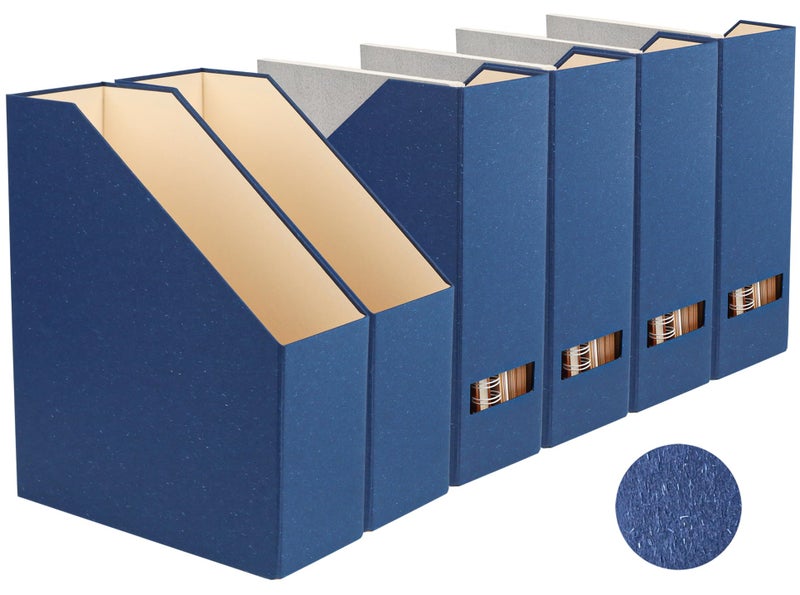 LifeSto Magazine Holder File Holder and Desk Organizer Cardboard Book Organizer and Storage Box for Documents Magazine Holder Rack for Office Home and Classroom Classic Blue 6Pack