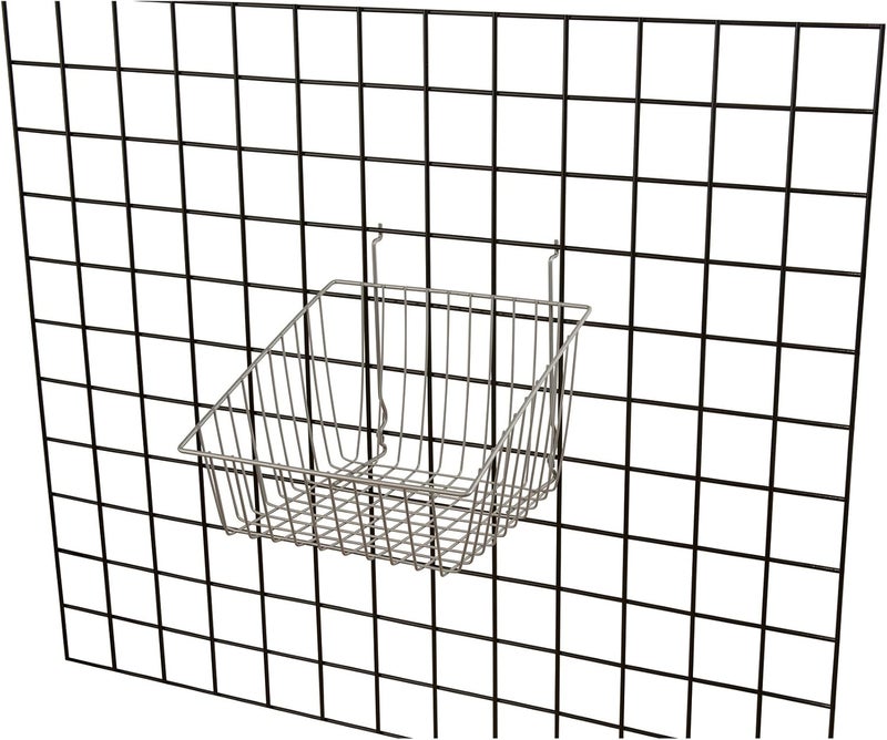 Econoco - Epoxy Chrome Multi-Fit Sloped Front Wire Basket for Slatwall, Pegboard or Gridwall (Set of 6) Metal Semi-Gloss Basket, Epoxy Chrome - Image 4