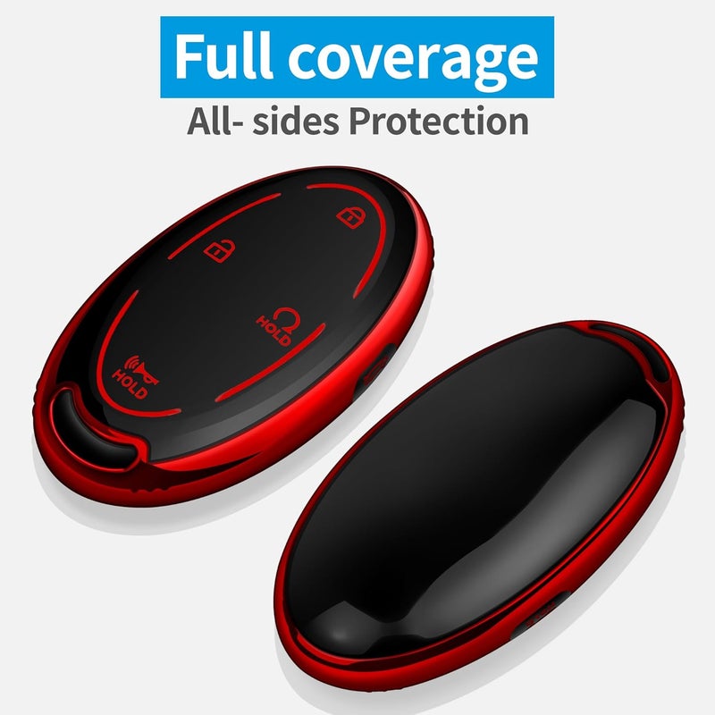Tukellen Key Fob Cover for Hyundai Ioniq 6, Grandeur GN7, KONA - Red TPU Protector for 5-Button Smart Key - Image 3