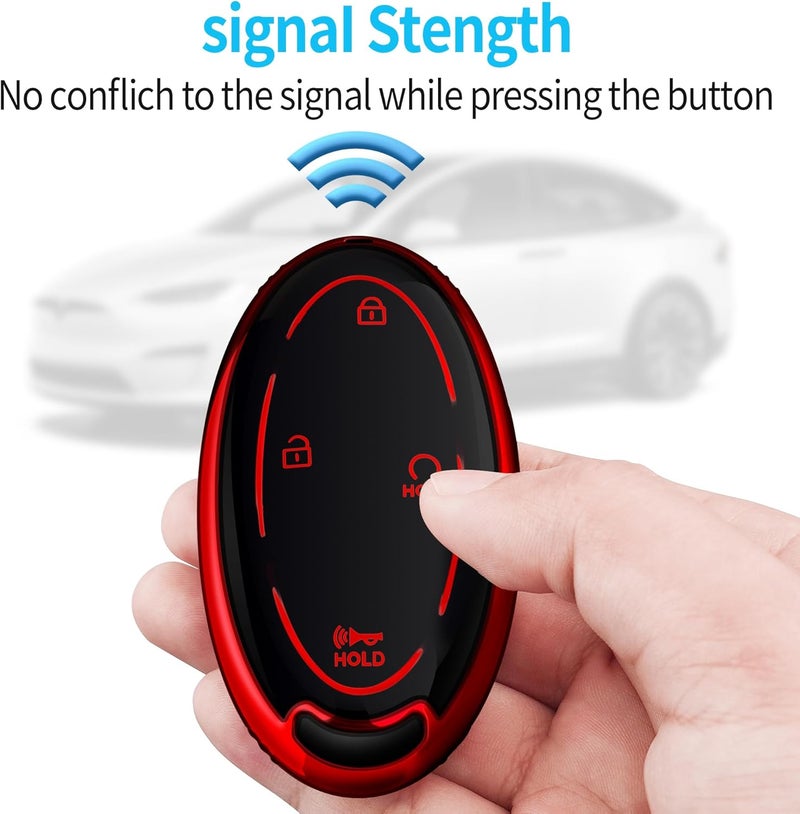 Tukellen Key Fob Cover for Hyundai Ioniq 6, Grandeur GN7, KONA - Red TPU Protector for 5-Button Smart Key - Image 5