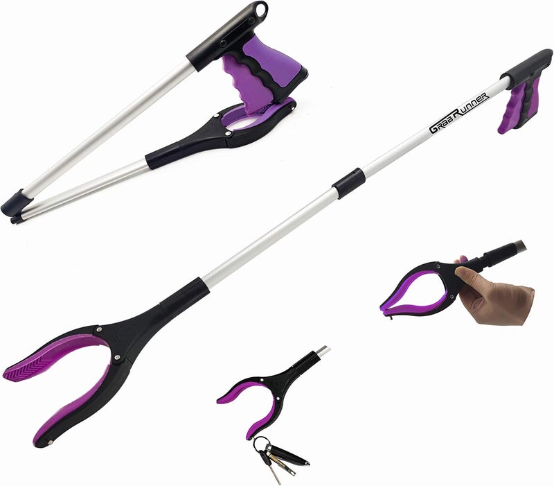 GrabRunner 32 inch Foldable Reacher Grabber Tool with Magnetic for Seniors, Disabled, After Surgery Recovery(Dark Purple) - Image 1