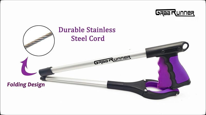 GrabRunner 32 inch Foldable Reacher Grabber Tool with Magnetic for Seniors, Disabled, After Surgery Recovery(Dark Purple) - Image 2