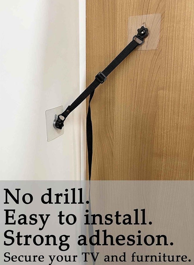 كيلا شريطان قابلان للتعديل لسلامة التلفزيون، مثبتات أثاث لاصقة مضادة للانقلاب بدون حفر لحماية الأطفال، شاشات مسطحة مثبتة على الحائط أو الخزانة أو الحامل أو المكتب، أشرطة الزلازل - Image 5