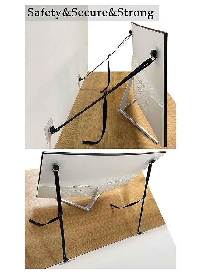 كيلا شريطان قابلان للتعديل لسلامة التلفزيون، مثبتات أثاث لاصقة مضادة للانقلاب بدون حفر لحماية الأطفال، شاشات مسطحة مثبتة على الحائط أو الخزانة أو الحامل أو المكتب، أشرطة الزلازل - Image 4