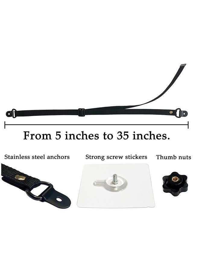 كيلا شريطان قابلان للتعديل لسلامة التلفزيون، مثبتات أثاث لاصقة مضادة للانقلاب بدون حفر لحماية الأطفال، شاشات مسطحة مثبتة على الحائط أو الخزانة أو الحامل أو المكتب، أشرطة الزلازل - Image 2