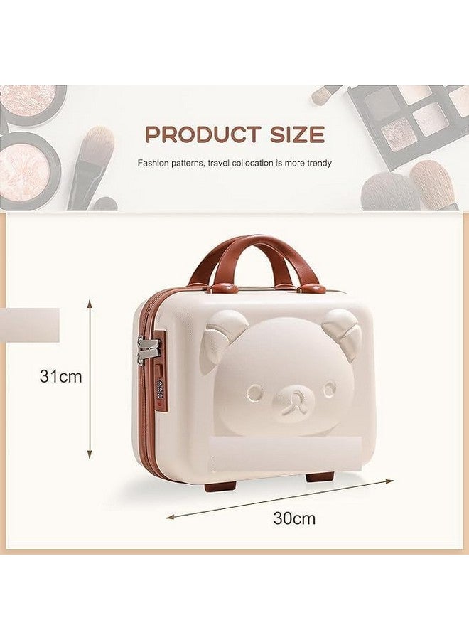 Caraxis Hard Shell Vanity Case for Women - Portable Waterproof Cosmetic Travel Bag with Zipper, Lightweight Toiletry Organizer Box, Carry-On Makeup Case with Clip-on Handle (Beige)-Pack of 1 - Image 2