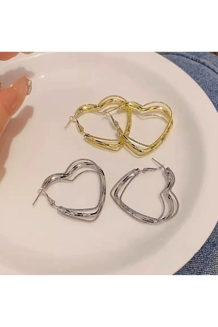 Minimalist Heart Hoop Earrings for Women – Geometric Statement Studs, European Cool Style, Bold Face-Slimming Ear Jewelry - Image 5