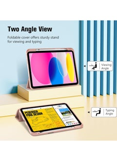 MahMir ProCase for iPad 10th Gen Case with Pencil Holder 2022 iPad 10.9 Inch Case,iPad (A16) 11inch 11th 2025 Gen, Clear Transparent Back Shell Trifold Protective Cases Shockproof Cover for 2022 iPad 10th Gen A2696 A2757 A2777 -Rose Gold  - Image 3