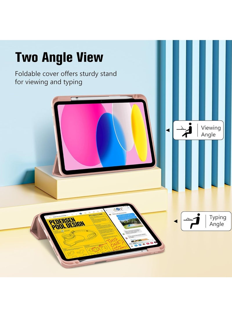 MahMir - ProCase for iPad 10th Gen Case with Pencil Holder 2022 iPad 10.9 Inch Case,iPad (A16) 11inch 11th 2025 Gen, Clear Transparent Back Shell Trifold Protective Cases Shockproof Cover for 2022 iPad 10th Gen A2696 A2757 A2777 -Rose Gold - Image 1
