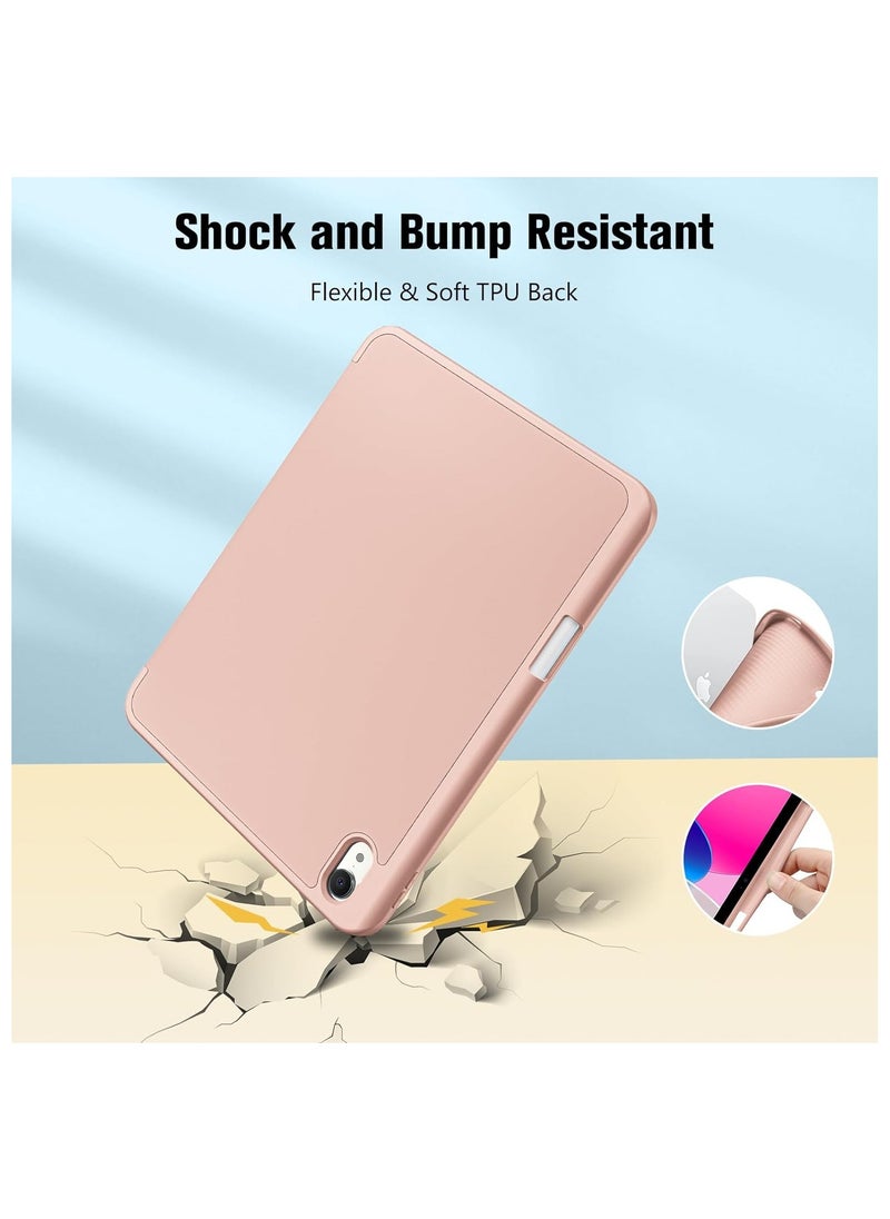 MahMir - ProCase for iPad 10th Gen Case with Pencil Holder 2022 iPad 10.9 Inch Case,iPad (A16) 11inch 11th 2025 Gen, Clear Transparent Back Shell Trifold Protective Cases Shockproof Cover for 2022 iPad 10th Gen A2696 A2757 A2777 -Rose Gold - Image 1