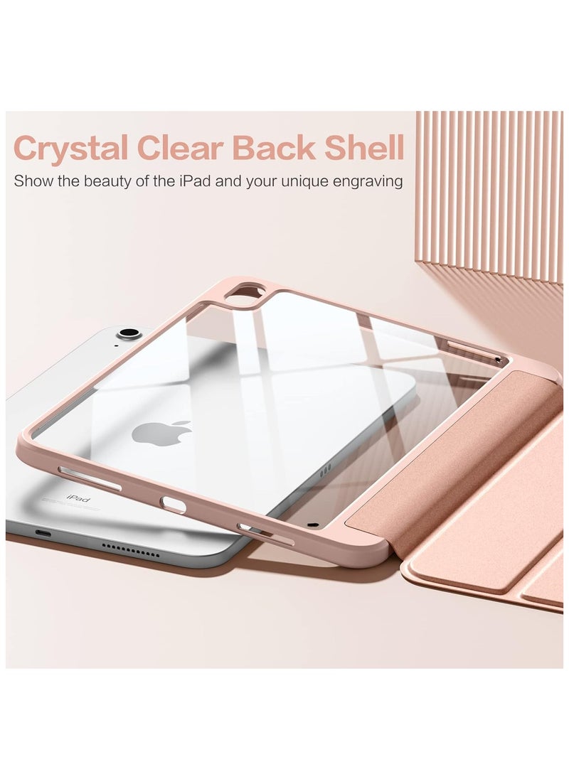 MahMir - ProCase for iPad 10th Gen Case with Pencil Holder 2022 iPad 10.9 Inch Case,iPad (A16) 11inch 11th 2025 Gen, Clear Transparent Back Shell Trifold Protective Cases Shockproof Cover for 2022 iPad 10th Gen A2696 A2757 A2777 -Rose Gold - Image 1