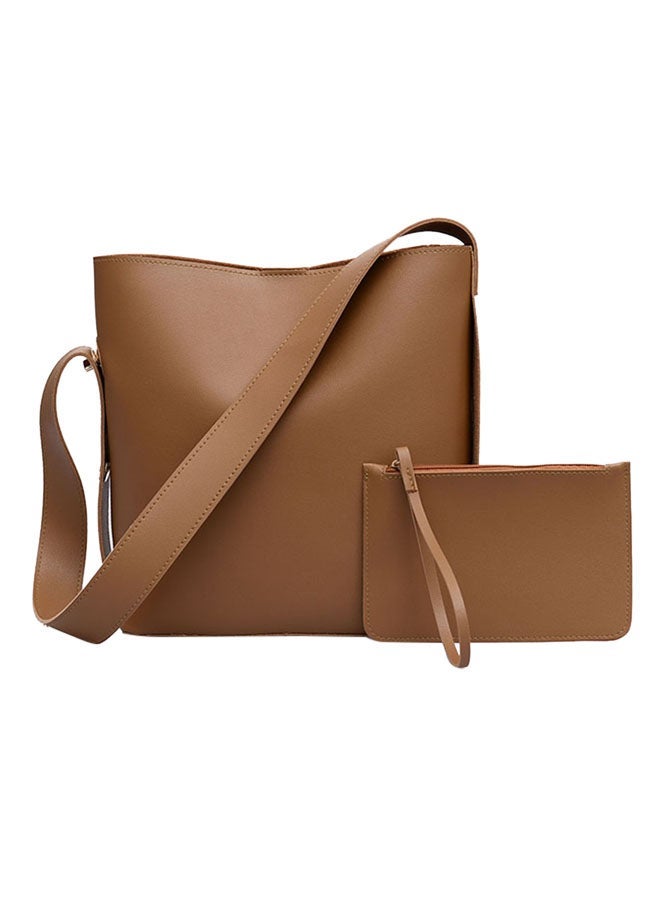NIBEMINENT 2-Piece Shopper Tote Bag Set Brown - Image 1