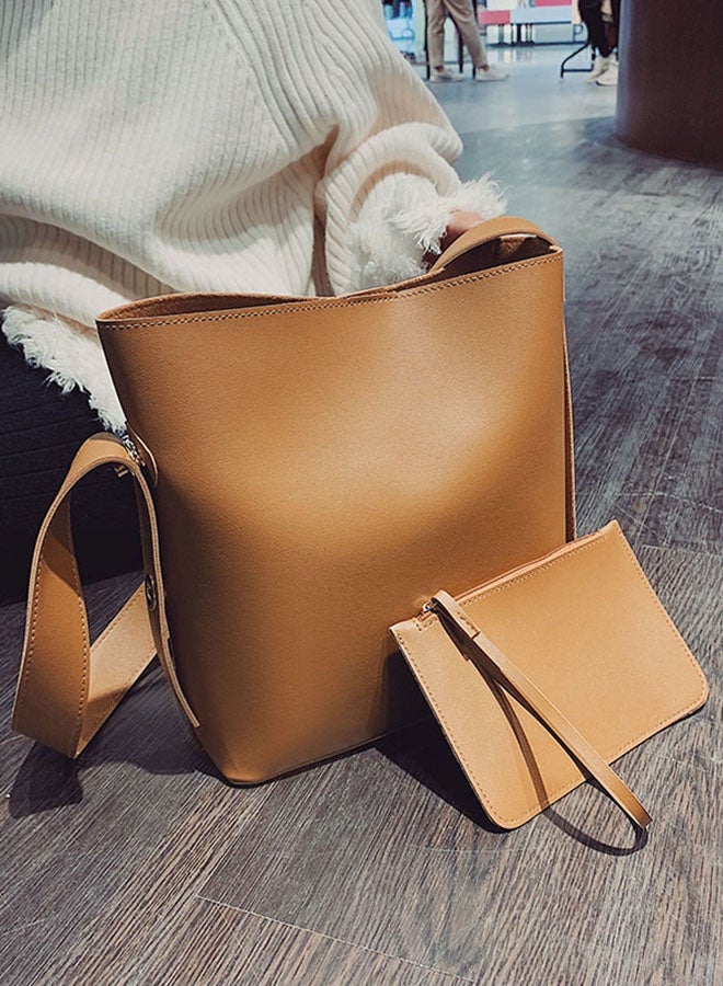 NIBEMINENT 2-Piece Shopper Tote Bag Set Brown - Image 2