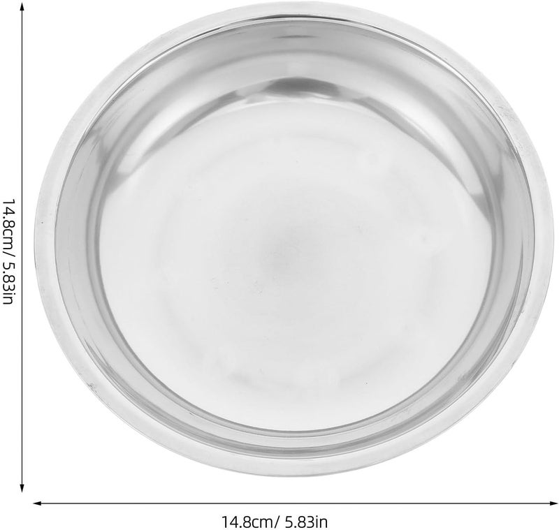 VOSAREA 6pcs Stainless Steel round Deepen Barbecue Plates 15cm Steak Dinnerware Set for Kitchen and Outdoor Dining - Image 2