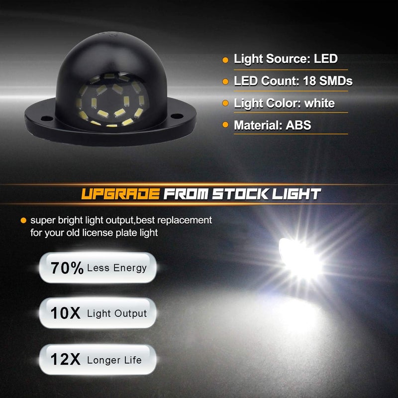 NDRUSH LED License Plate Light Tag Lamp with Wiring Harness for Dodge Ram 1500 2500 3500 (1994-2001) - 6500K White - Image 2