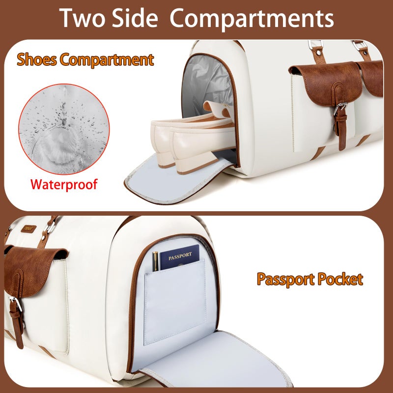 ITIEZY Garment Duffle Bag for Travel - Convertible Carry on Garment Duffel Travel Bag for Women Men Large Weekender Bag with Shoes Pouch 2 in 1 Hanging Suit Travel Duffel Bag 3pcs Set - Image 4