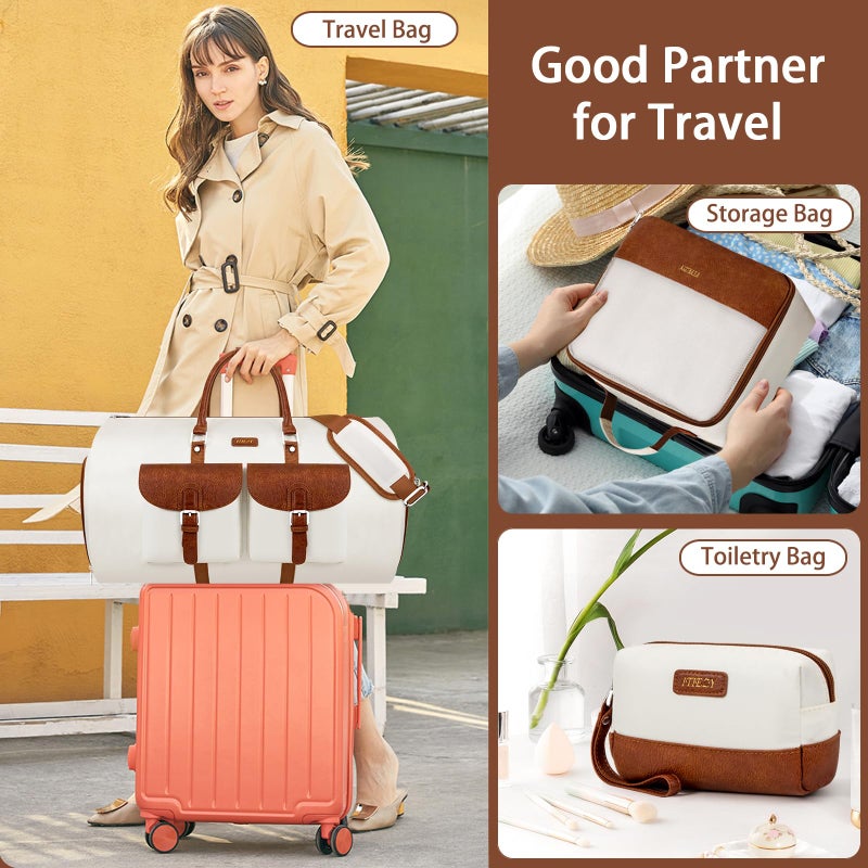 ITIEZY Garment Duffle Bag for Travel - Convertible Carry on Garment Duffel Travel Bag for Women Men Large Weekender Bag with Shoes Pouch 2 in 1 Hanging Suit Travel Duffel Bag 3pcs Set - Image 2