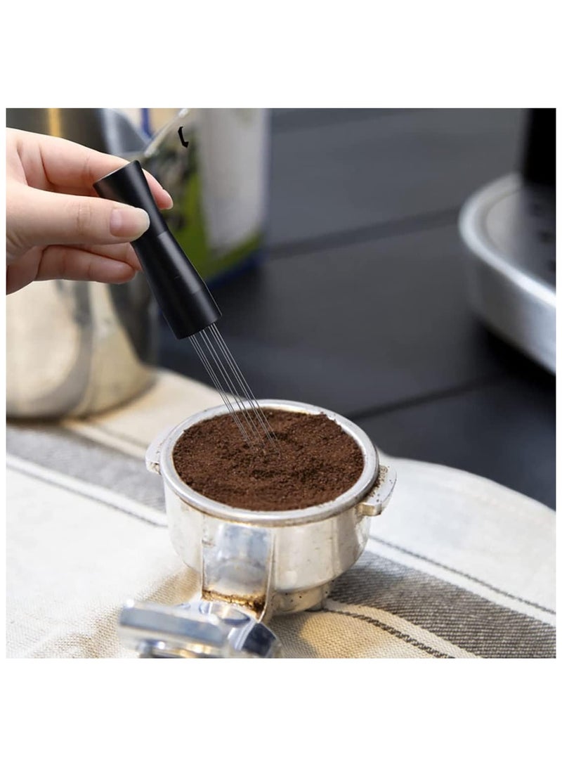MIBRU Coffee Needle Pen Size Wdt Tool Espresso Distribution Tool Coffee Powder Stirrer With Aluminum Stand Black 14x2.5x2.5cm - Image 4