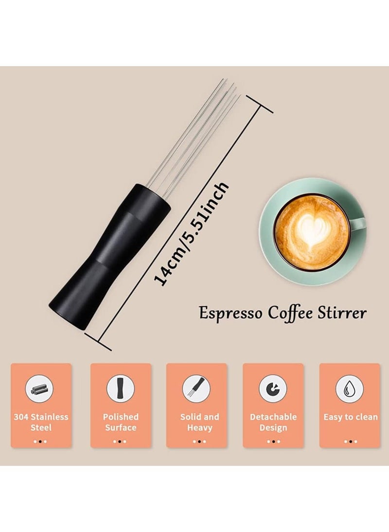 MIBRU Coffee Needle Pen Size Wdt Tool Espresso Distribution Tool Coffee Powder Stirrer With Aluminum Stand Black 14x2.5x2.5cm - Image 5
