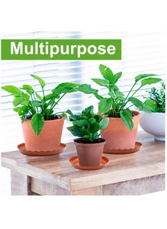 Excefore White Plant Trays, 12 Pack 3 Sizes Plastic Round Wave Plant Saucer Flower Plant Pot Saucer Terracotta Drip Trays for Indoor Outdoor Flower Pots and Planters, with 20pcs Green Plant Labels  - Image 5