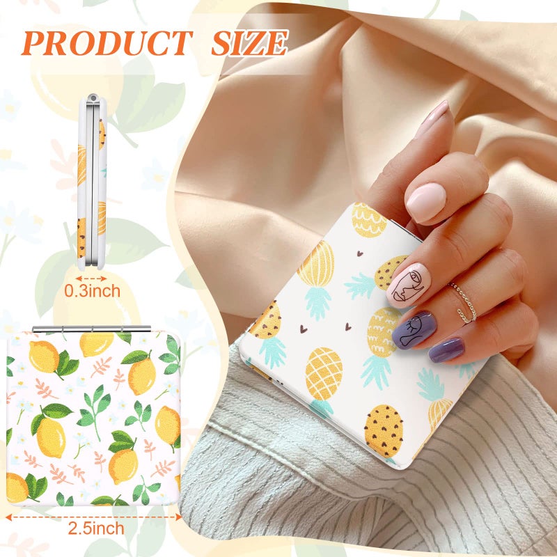 Vicenpal Compact Mirrors Small Pocket Mirror Fruit Design Mini Magnifying Portable Makeup Compact Mirror Pu Leather Double Sided Pocket Mirror For Women Girls Mother Kids Gift (6 Pcs) - Image 5