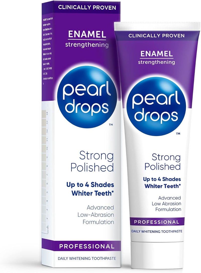 Pearl Drops Strong White Toothpaste Polished Mint Flavour Clinically Proven Whitening Low Abrasion Daily Use Formula 75ml - Image 1