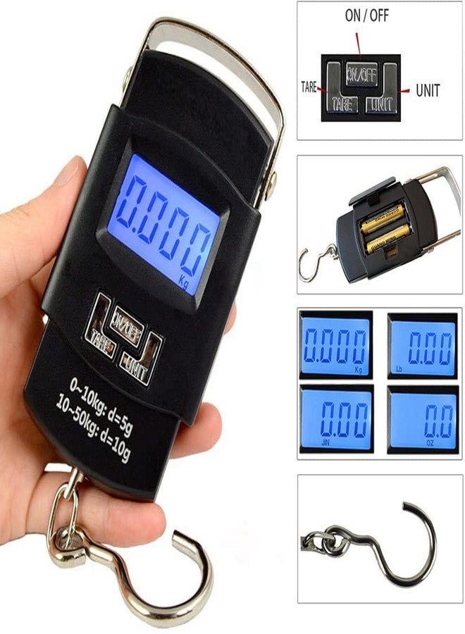 ميزان أمتعة، ميزان رقمي، ميزان حقائب، ميزان إلكتروني محمول بشاشة LED رقمية، 50 كجم (أسود) Vcx-553 - Image 4