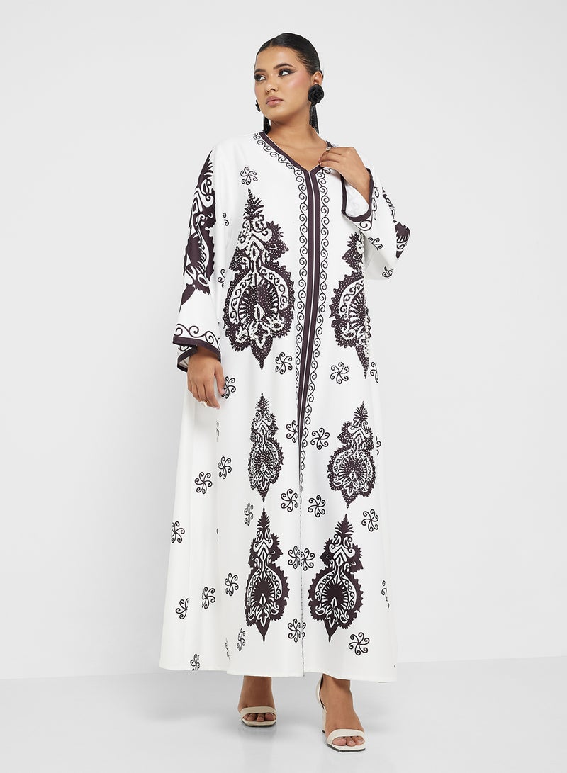 Khizana Plus size printed jalabiya  - Image 4