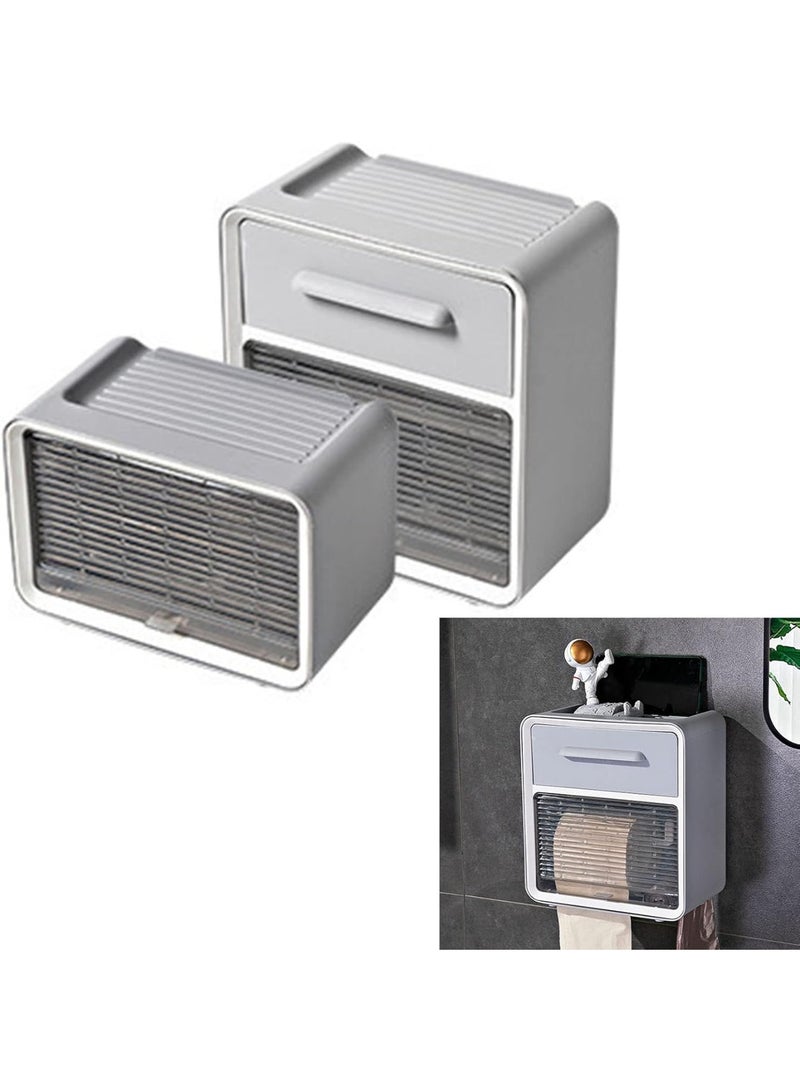 Arabest Toilet Paper Holder Toilet Roll Holder, Wall Mount Toilet Waterproof Paper Holder Shelf, Toilet Paper Tray Roll Paper Tube Storage Box Toilet Wall Mounted (Large Gray)  - Image 4