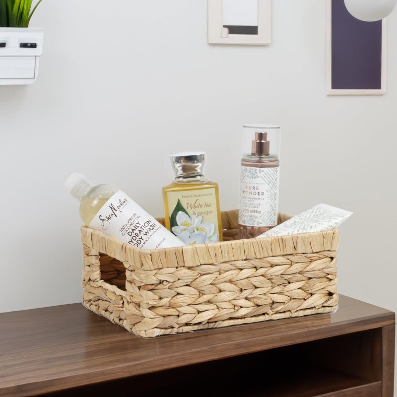 ORDELITE Wicker Baskets, Baskets for Organizing, Rattan Woven Basket for Storage, Organizer Bins with Built-in Handles, Storage Basket for Shelves (Water Hyacinth, Small) - Image 2