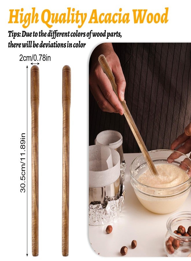 Kifmurase 11 Inch Wooden Sourdough Bread Mixing Stir Stick Spurtle Sourdough Whisk Bread Making Tools Acacia Wooden Paddle Stirring Stick for Kitchen Cooking (2 Pack) - Image 2
