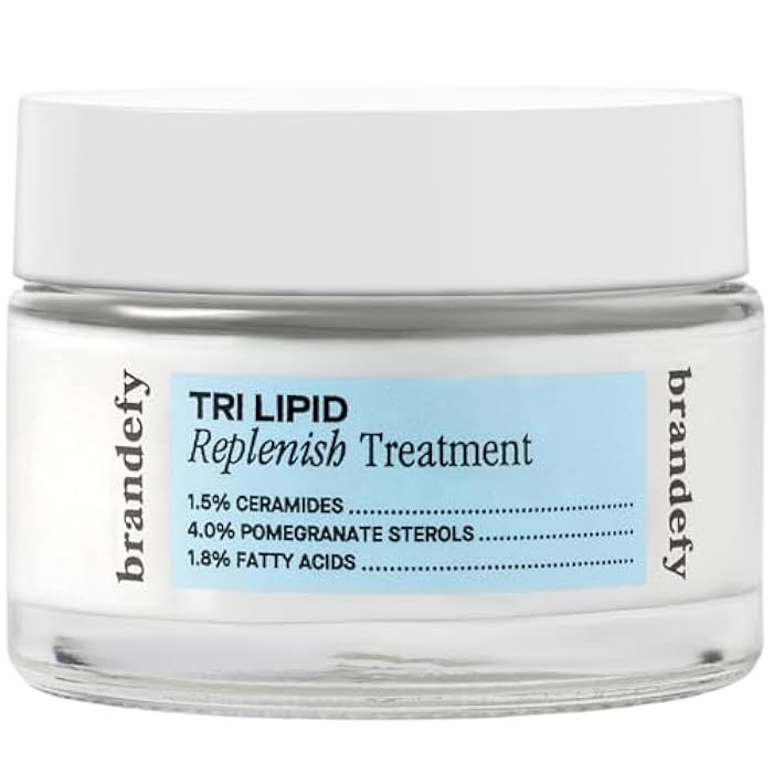 Brandefy Tri Lipid Replenish Treatment - 1.5% Ceramides, 4.0% Sterols, 1.8% Fatty Acids - Peptide Moisturizer, Hydrating Face Cream, Made in the USA (1.6 Oz) - Image 1