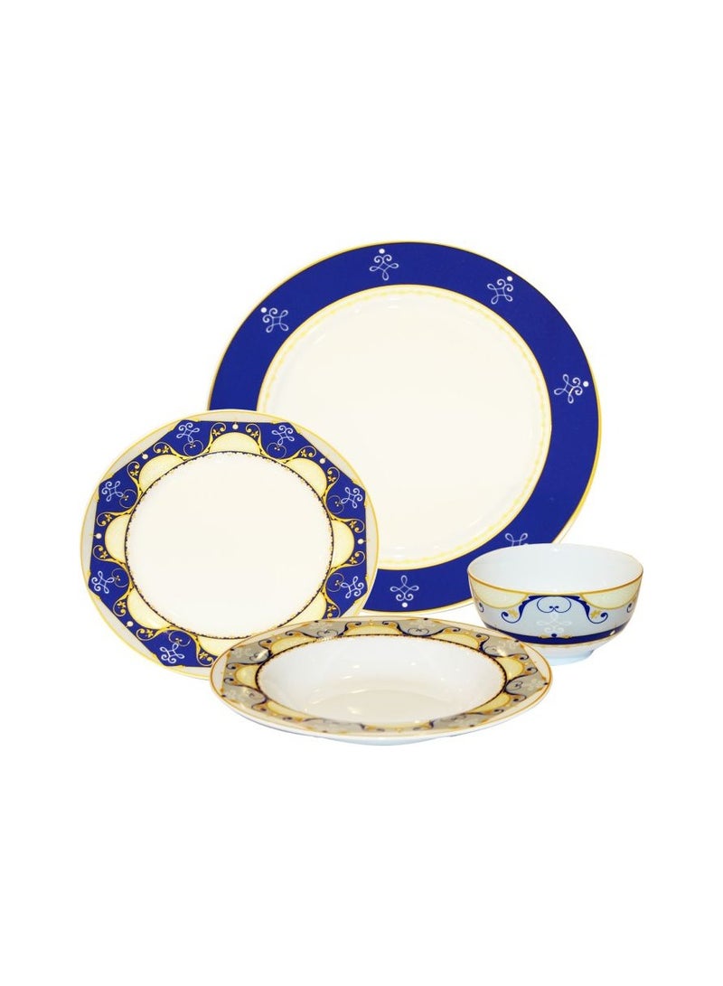 Alsaif 16 Pieces Blue Pattern Ceramic Dinnerware Set - Saif
