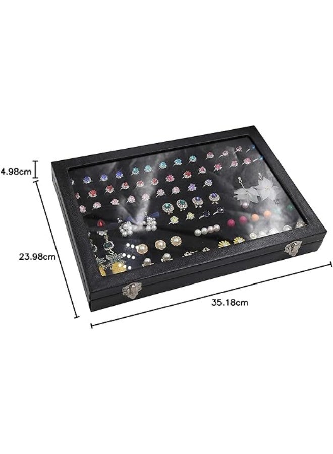 Padom Removable Jewelry Tray Showcase Display Stackable for Earrings Brooch Buttons Rings, necklace Black Velvet (Rings) - Image 1