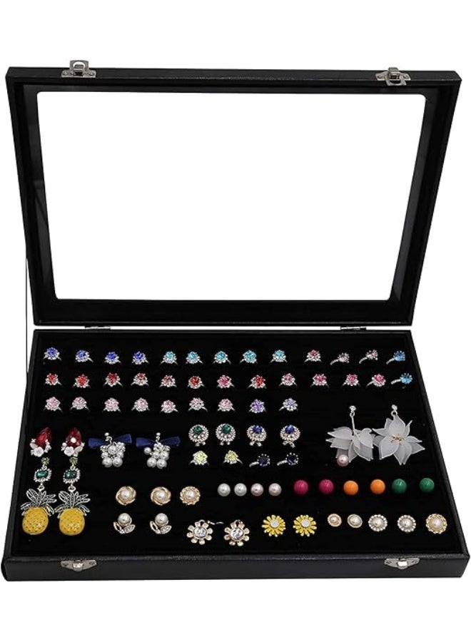 Padom Removable Jewelry Tray Showcase Display Stackable for Earrings Brooch Buttons Rings, necklace Black Velvet (Rings) - Image 2