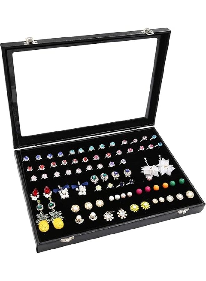Padom Removable Jewelry Tray Showcase Display Stackable for Earrings Brooch Buttons Rings, necklace Black Velvet (Rings) - Image 4