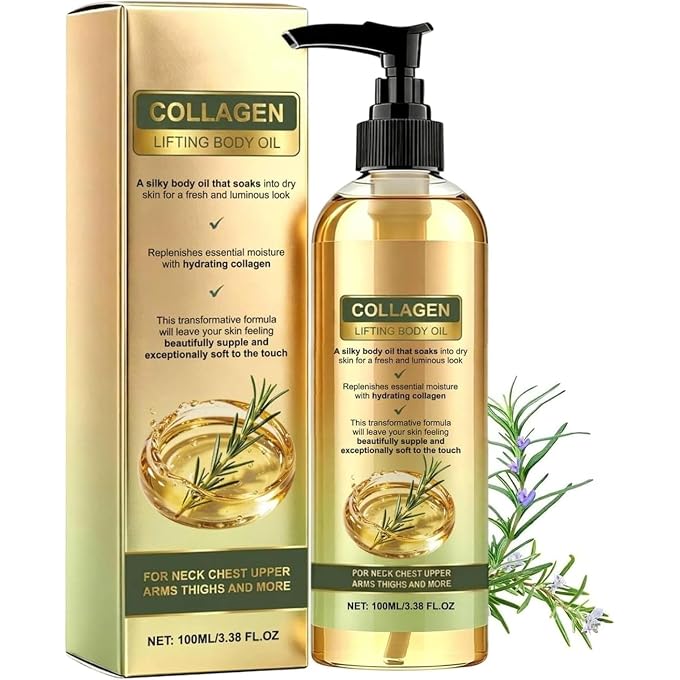 YOOJ 1Pcs Collagen Oil for Skin Tightening, Bio Collagen Oil, Rosemary Cellulite O/il For Women, Firming Moisturising Anti-ageing Tighten Wrinkles, Massage O/il for Neck Chest Arms Legs and Stomach - Image 1