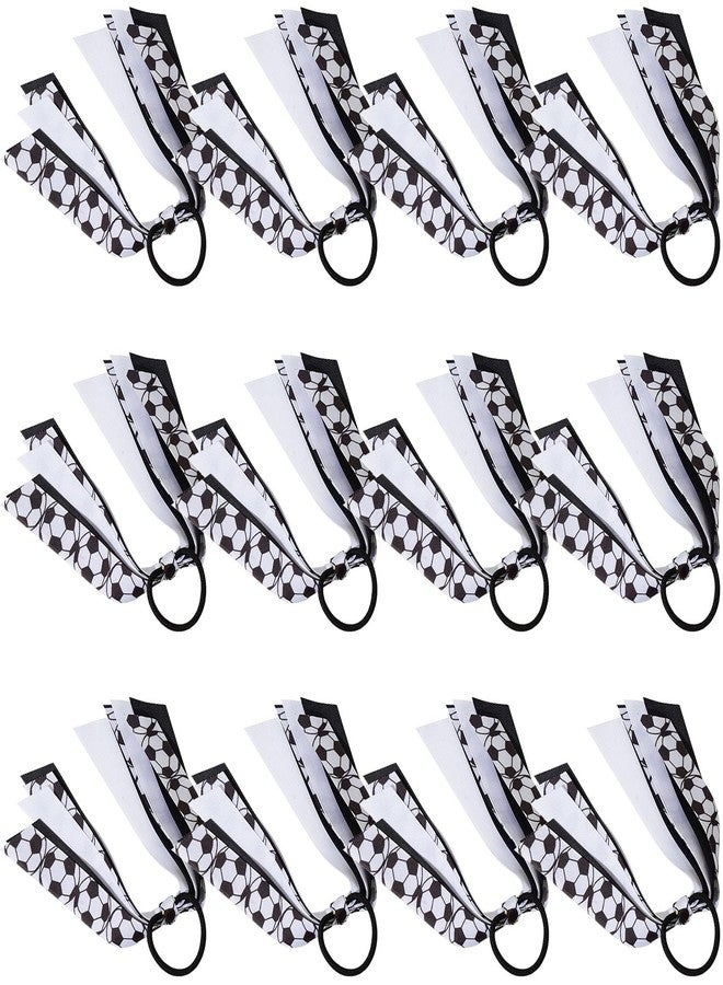 Jeffan 12 Pieces Cheer Soccer Hair Accessories for Girls, Soccer Ribbon Elastic Hair Ties for Girls Women Soccer Party Team Members - Image 1
